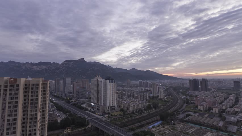 4k30p延时视频山东泰安城市全景日出