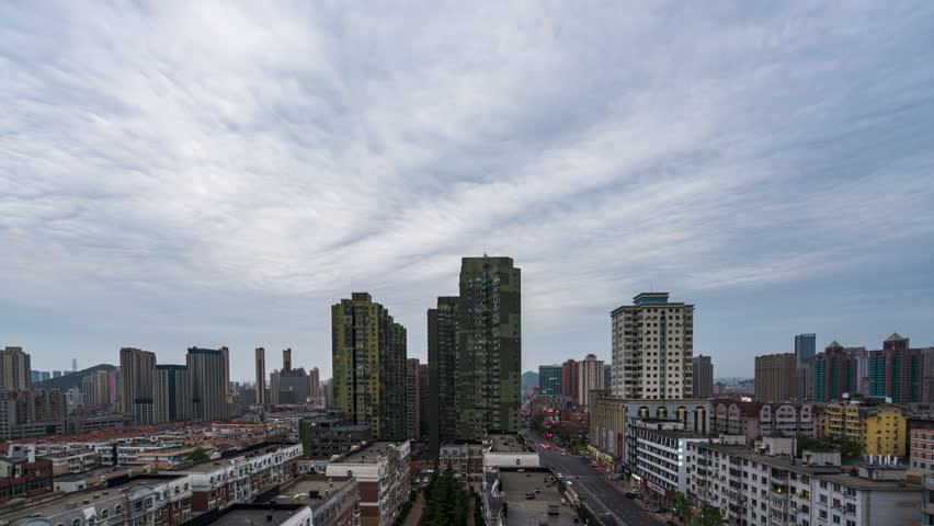 大连黄河路居民楼日转夜6k42210bit延时视频